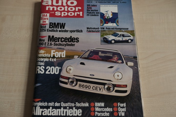 Deckblatt Auto Motor und Sport (19/1985)